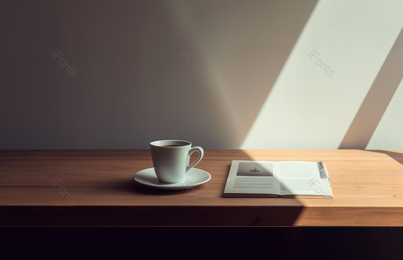 桌上的咖啡杯和杂志高清特写摄影图,高清,摄影图,摄影图片,图片大全,摄影图免费下载